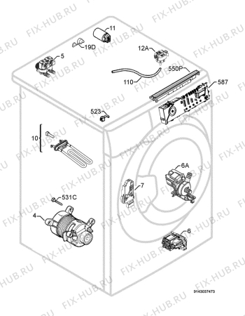 Взрыв-схема стиральной машины Rex Electrolux RWN12480W - Схема узла Electrical equipment 268